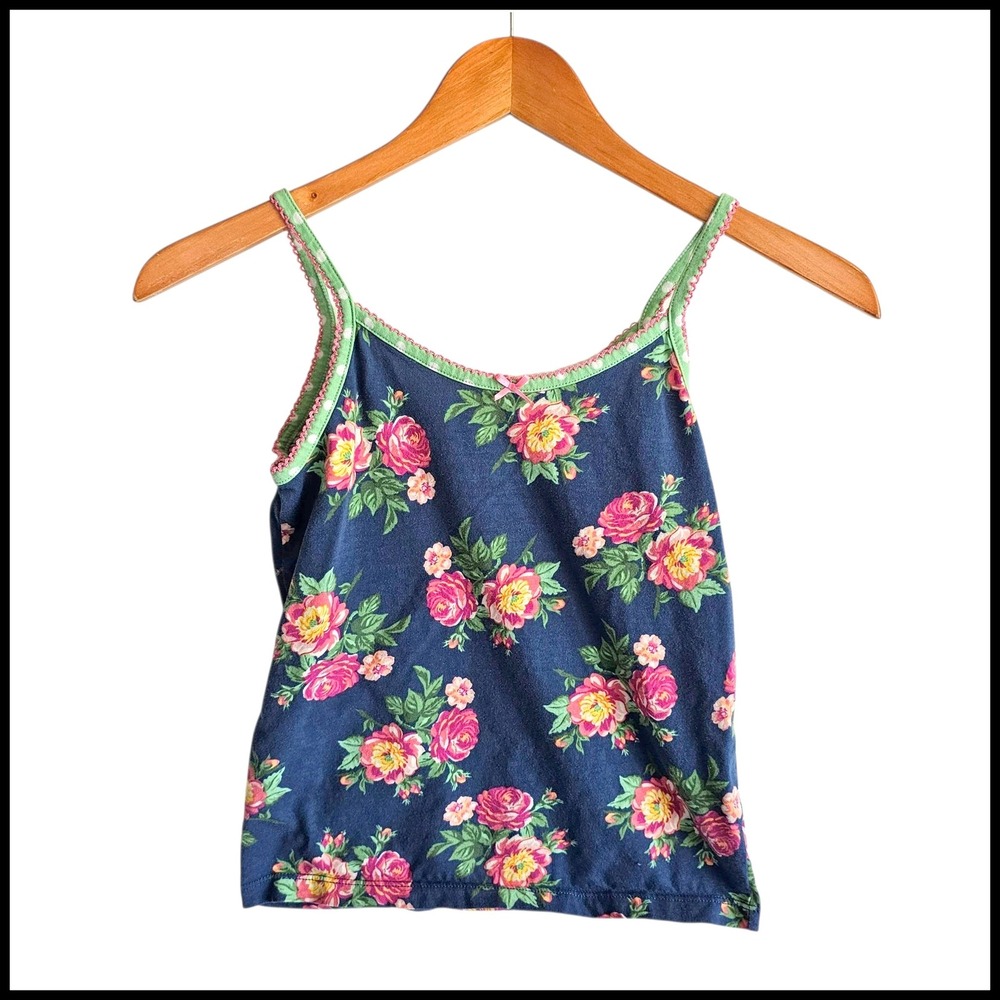 Matilda Jane Floral Tank Top Green Trim Sleeveless Kids Casual 12‎